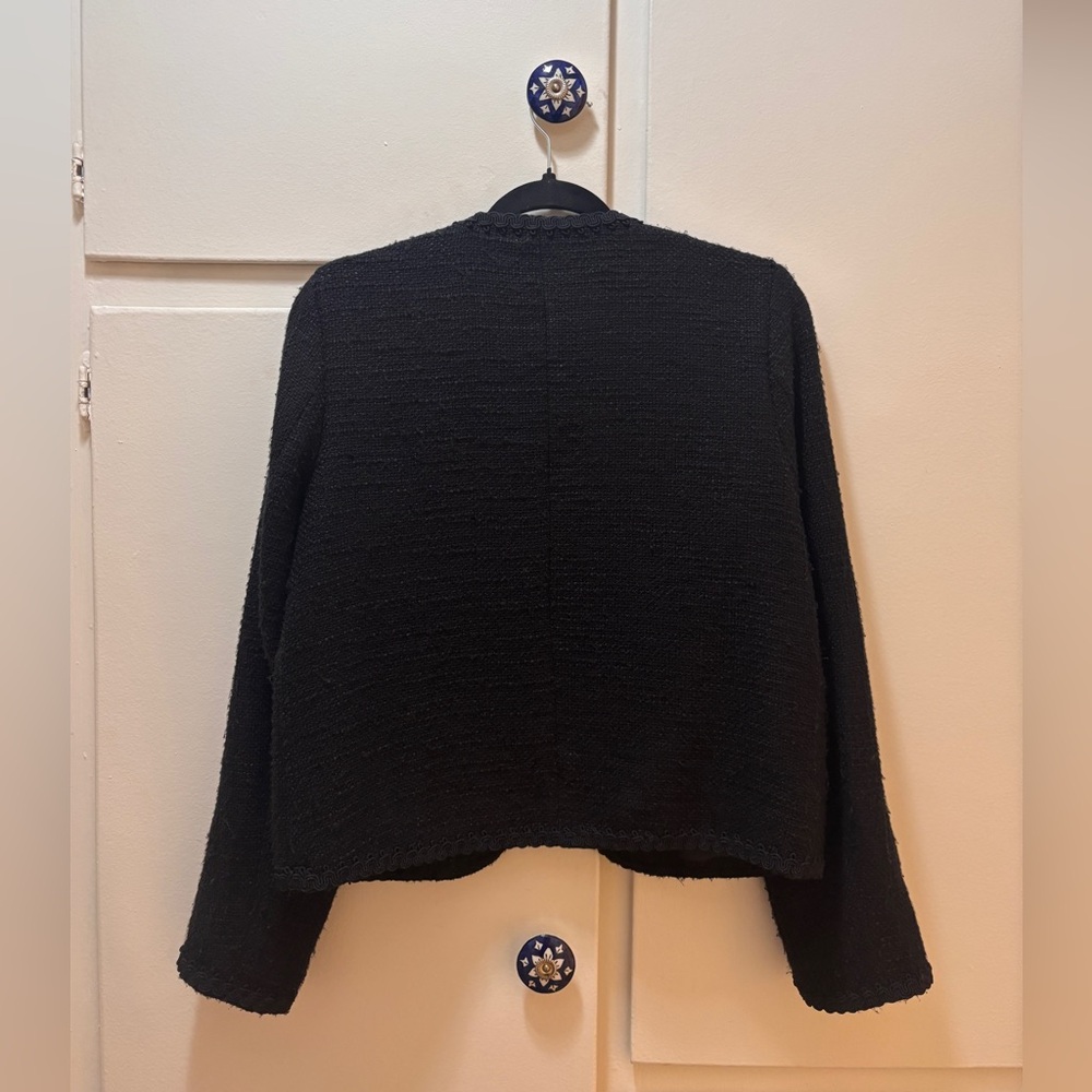 Ellen Tracy Black Bouclé Blazer with Gold Buttons - Picture 3 of 4